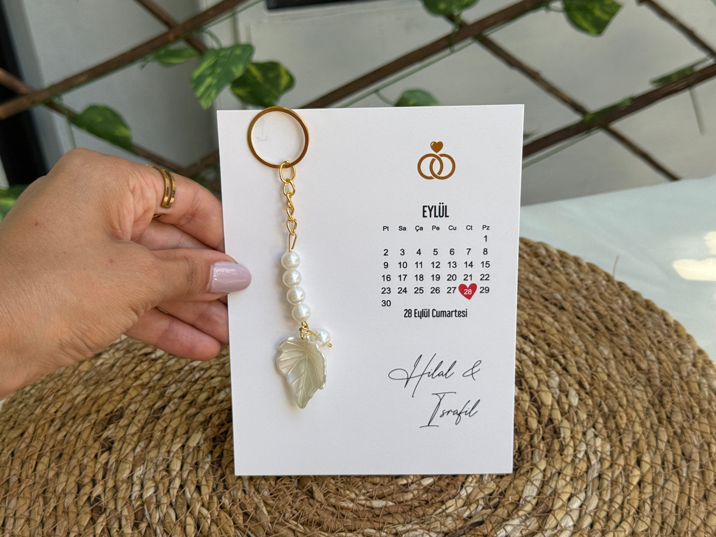 Gastgeschenk Set Perlmuttblatt Schlüsselanhänger (für 50 Gäste)