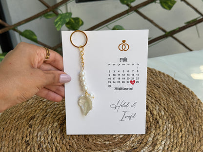 Gastgeschenk Set Perlmuttblatt Schlüsselanhänger (für 50 Gäste)