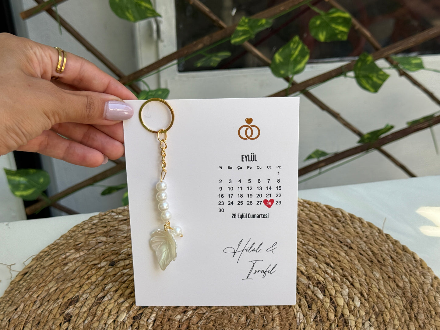 Gastgeschenk Set Perlmuttblatt Schlüsselanhänger (für 50 Gäste)