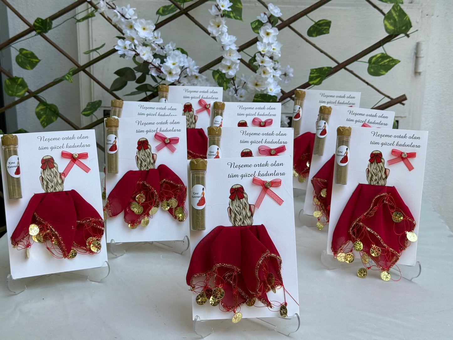 Gastgeschenk Set Kına Henna Karte mit Halay‑Tuch & Henna