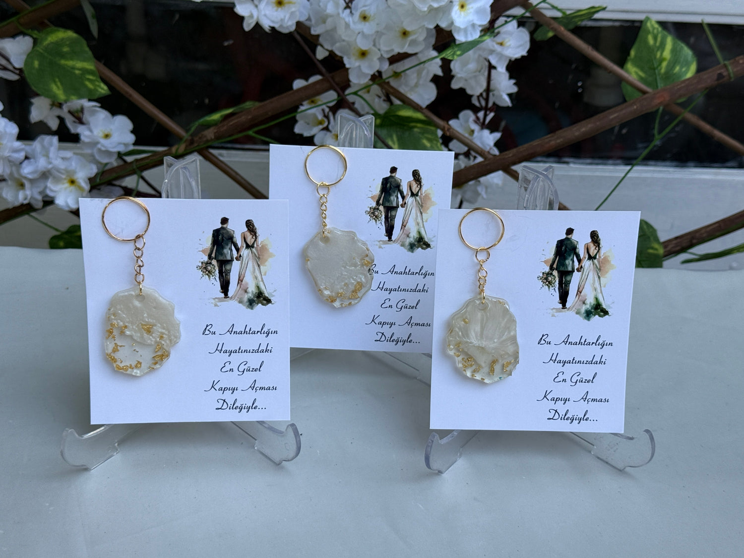 Schlüsselanhänger Gold &amp; Creme