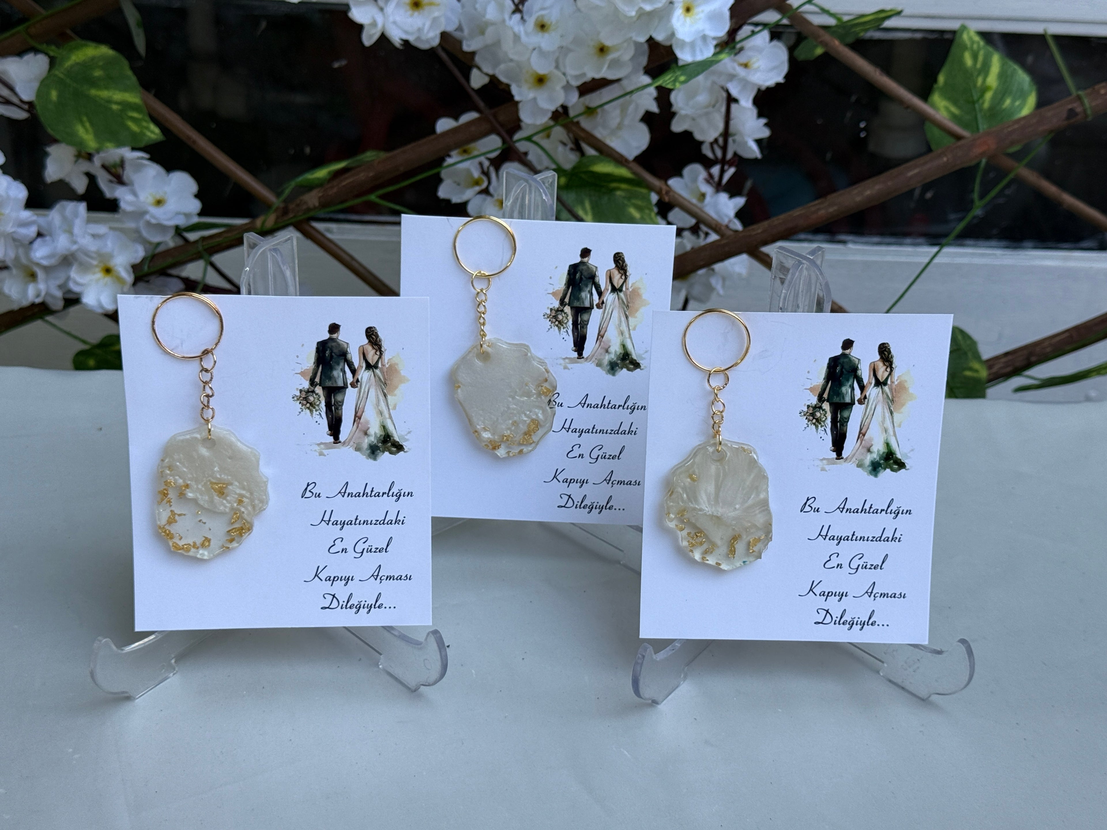 Schlüsselanhänger Gold &amp; Creme