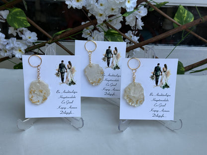 Schlüsselanhänger Gold &amp; Creme