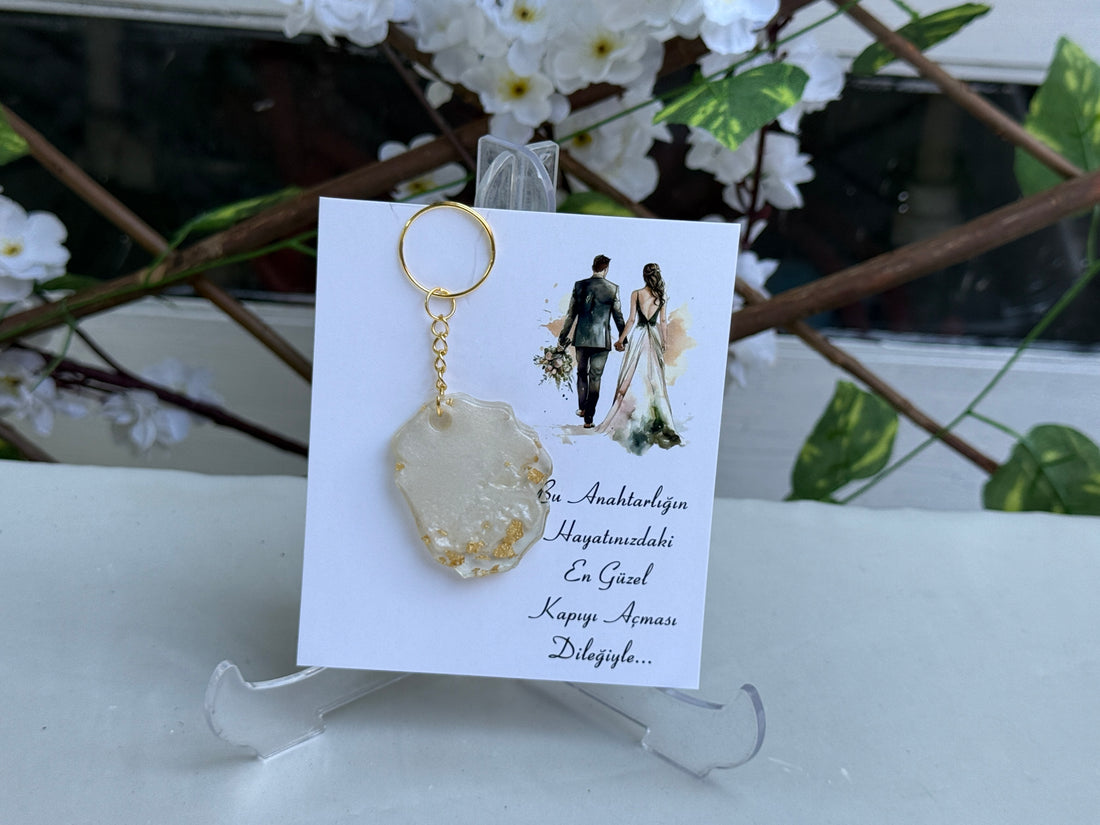 Schlüsselanhänger Gold &amp; Creme