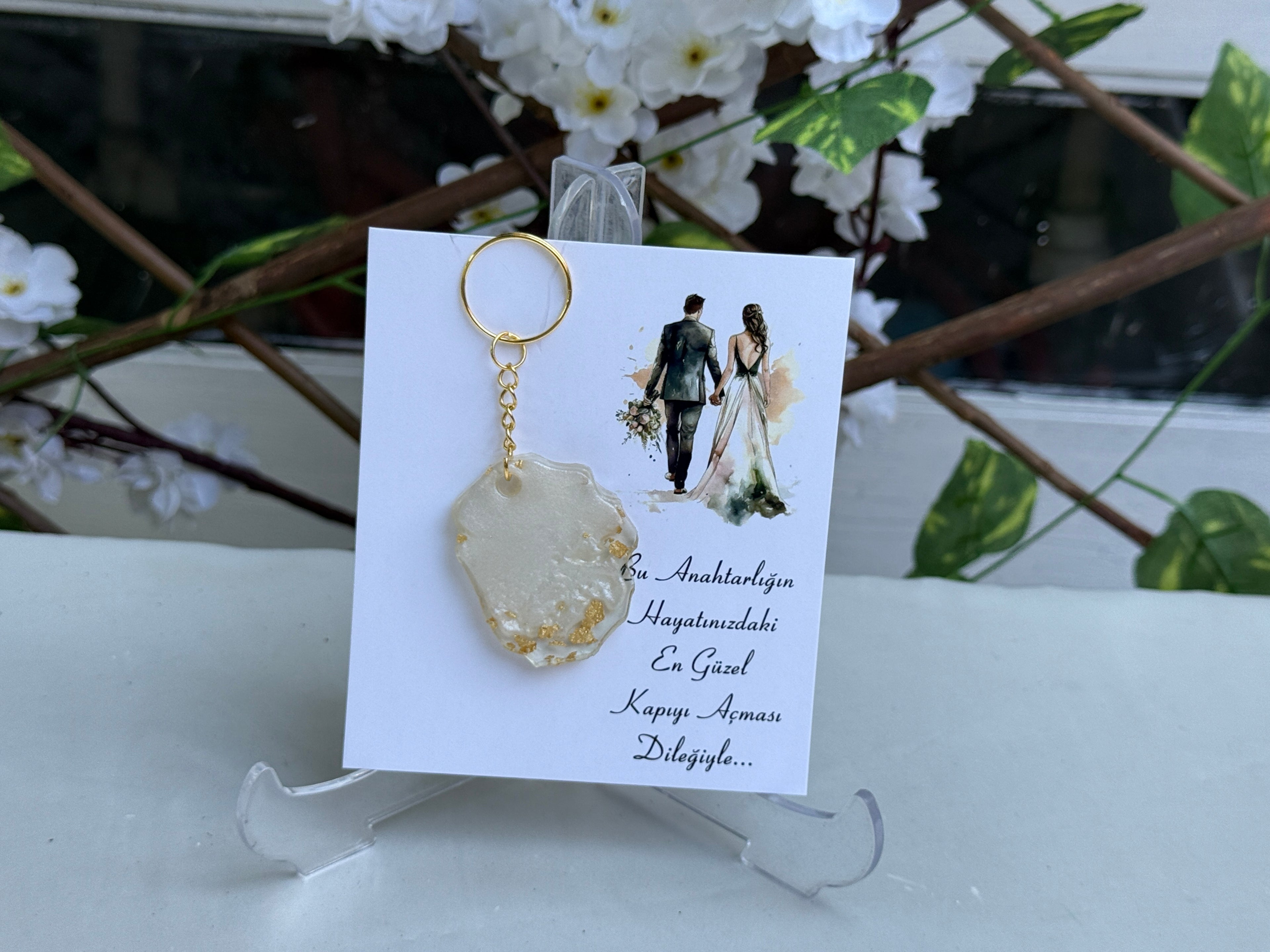 Schlüsselanhänger Gold &amp; Creme