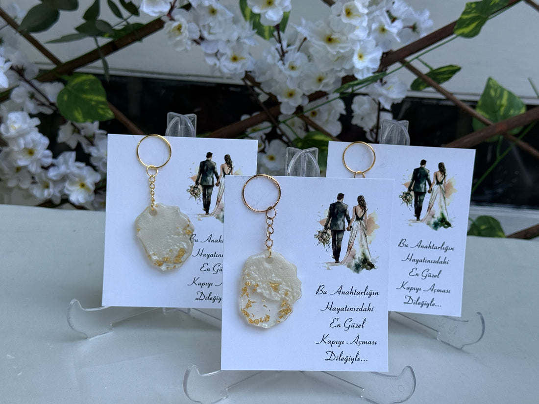 Schlüsselanhänger Gold &amp; Creme