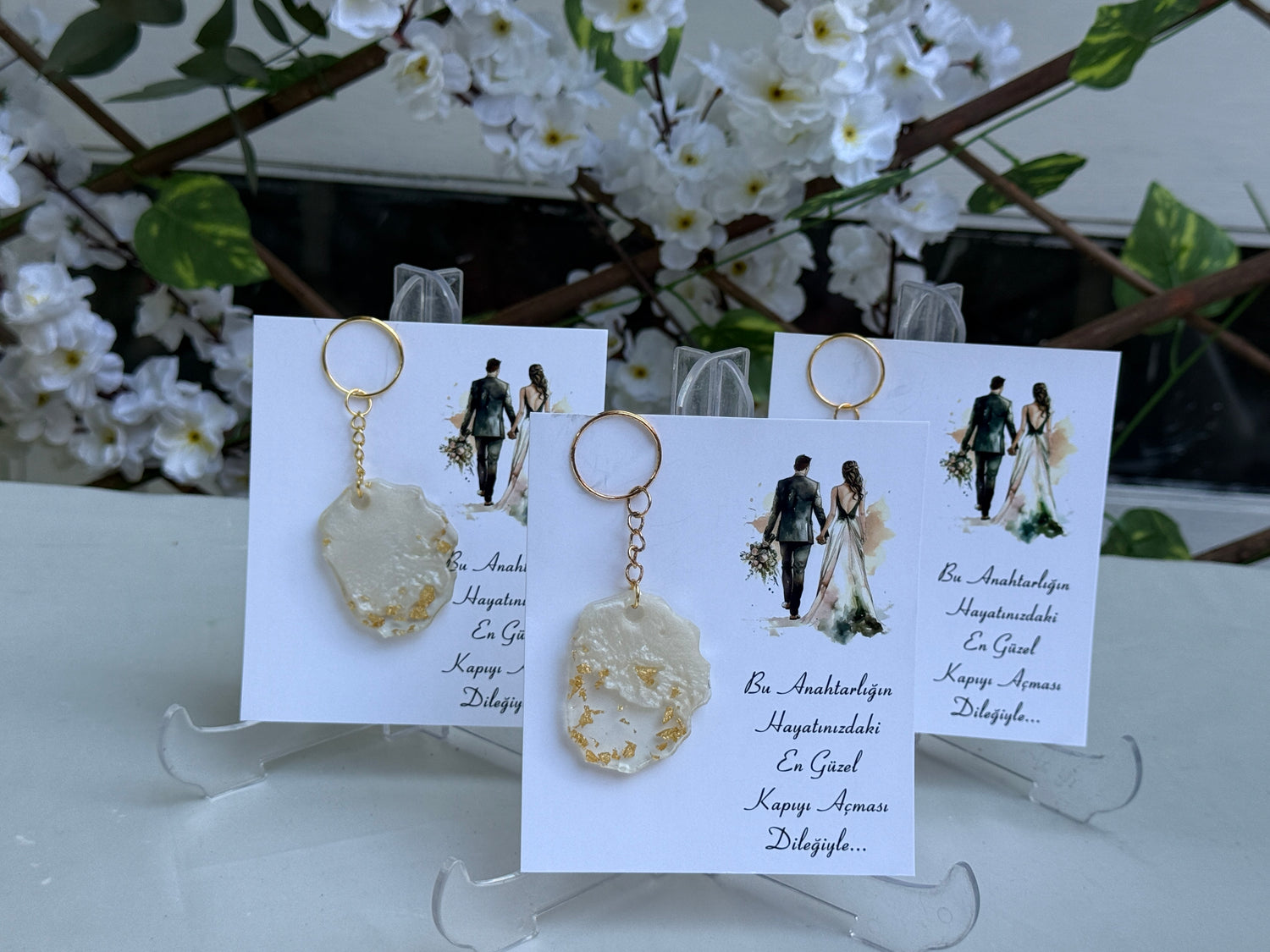 Schlüsselanhänger Gold &amp; Creme