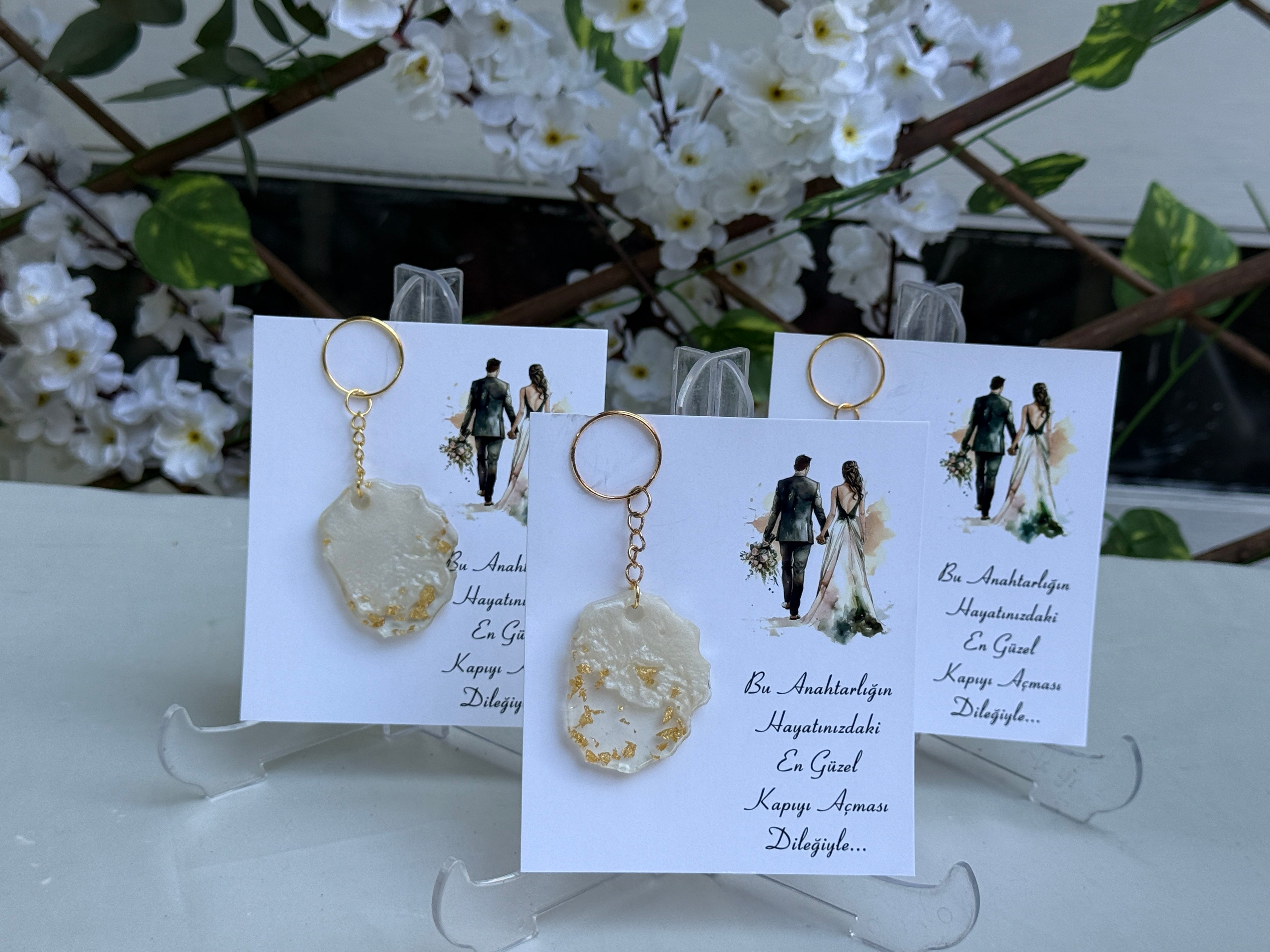 Schlüsselanhänger Gold &amp; Creme