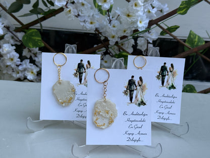 Schlüsselanhänger Gold &amp; Creme