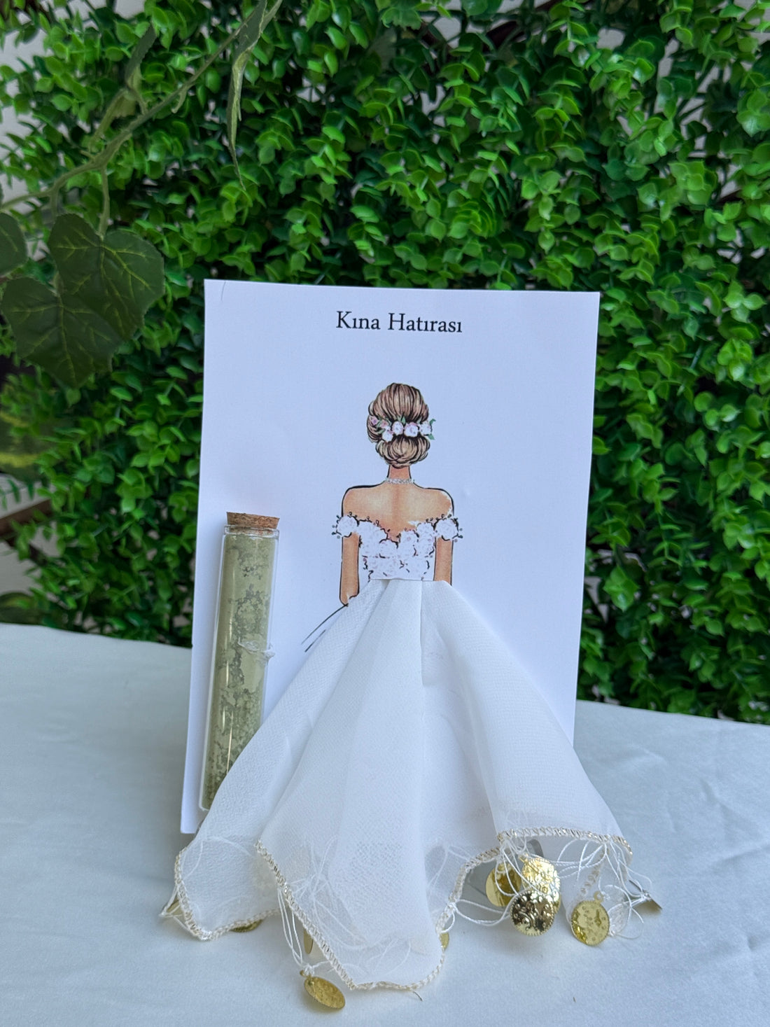Halay‑Tuch Weiß mit Karte &amp; Henna