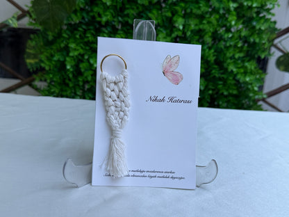 Gastgeschenk Set Makramee Schlüsselanhänger Creme (für 50 Gäste)