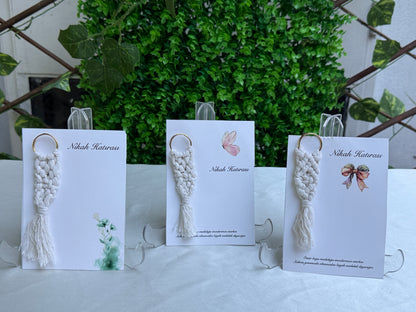 Gastgeschenk Set Makramee Schlüsselanhänger Creme (für 50 Gäste)