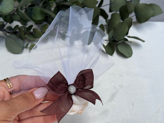 Gastgeschenk Set Muschelschale mit Mandel‑Dragées (für 50 Gäste)