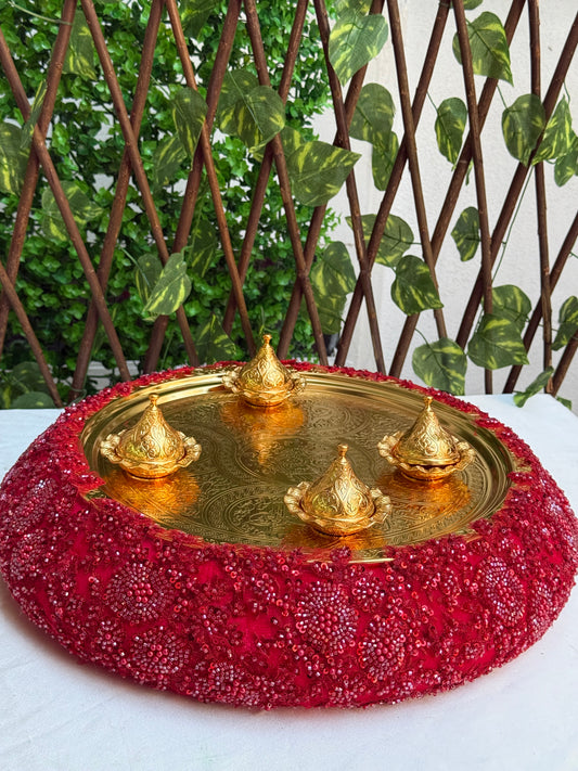 Gastgeschenk Set Roter Henna-Teppich mit zwei Lokumschalen (für 50 Gäste)