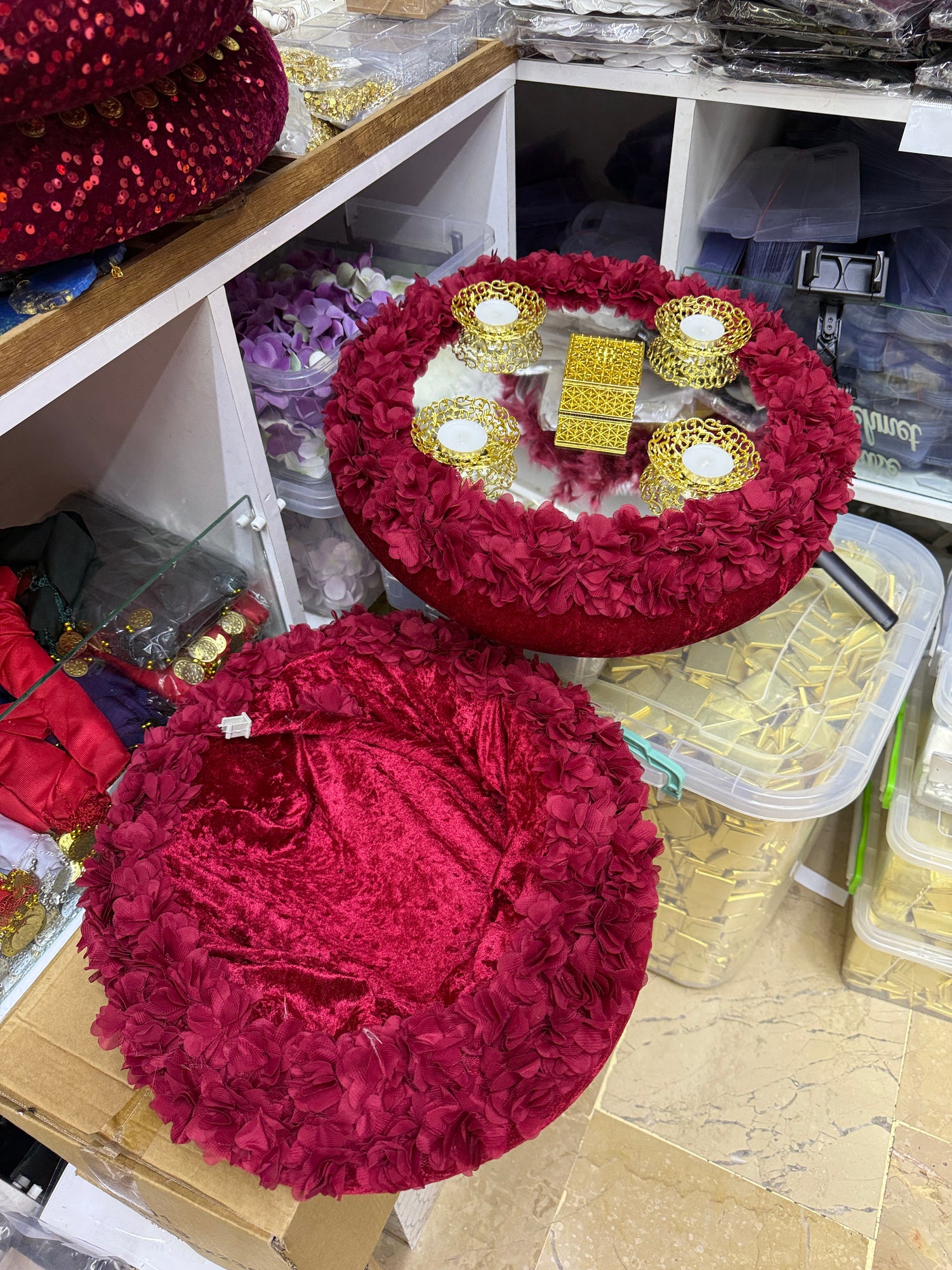 Henna Set in Rot Gold mit Kina Tepsisi und Kina Sepeti fuer Henna Nacht