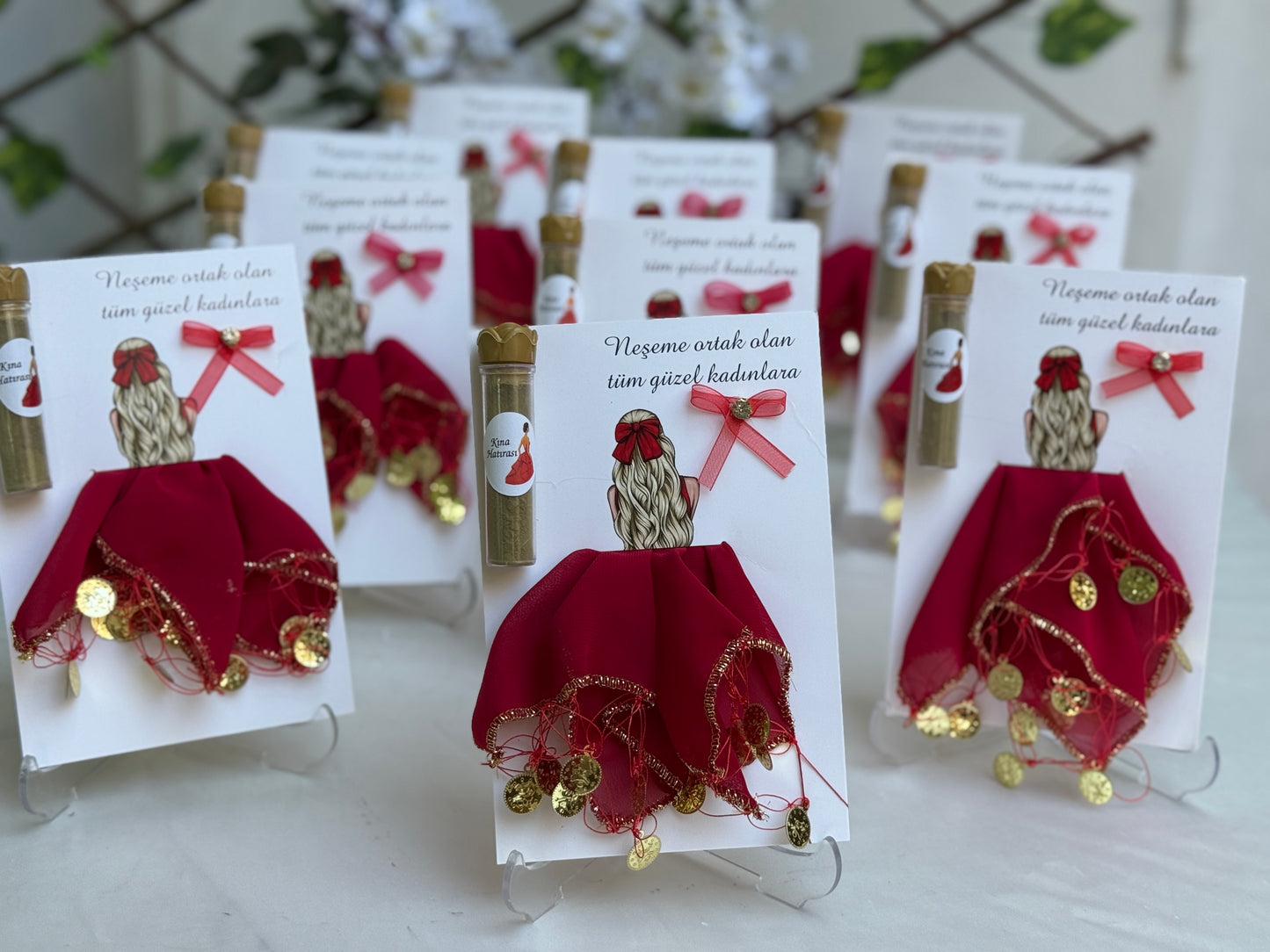 Gastgeschenk Set Kına Henna Karte mit Halay‑Tuch & Henna