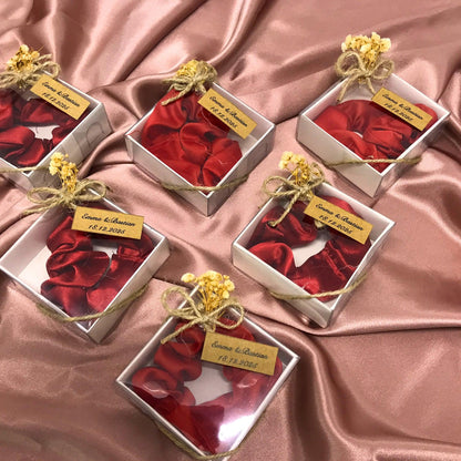 Handgefertigte Rote Haargummis im Geschenkbox (für 50 Gäste)