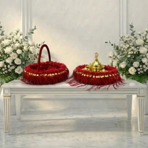 Henna-Tablett-Set aus Chiffon mit Blumen und Quasten